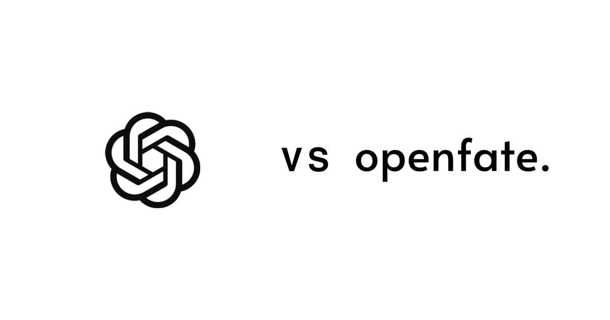 Official ChatGPT and OpenFate logos compared on a white background